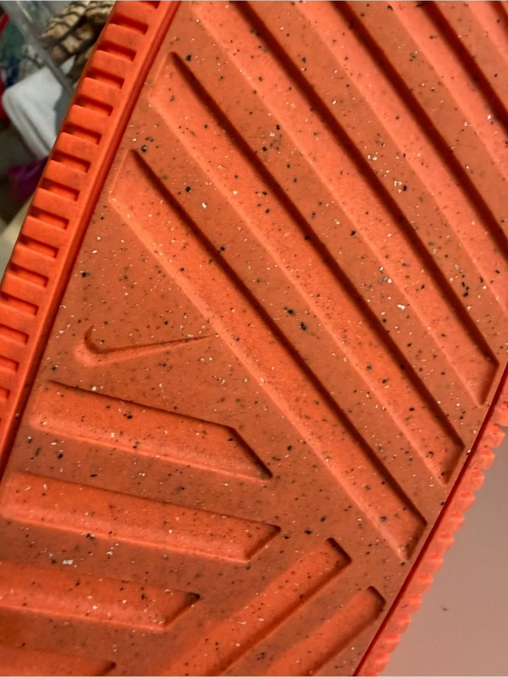 Nike calm slide sandals Orange and Black Speckle Slide Sandals